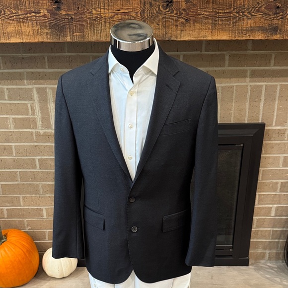 Polo Ralph Lauren mens 40S charcoal gray solid 100% wool suit jacket EUC